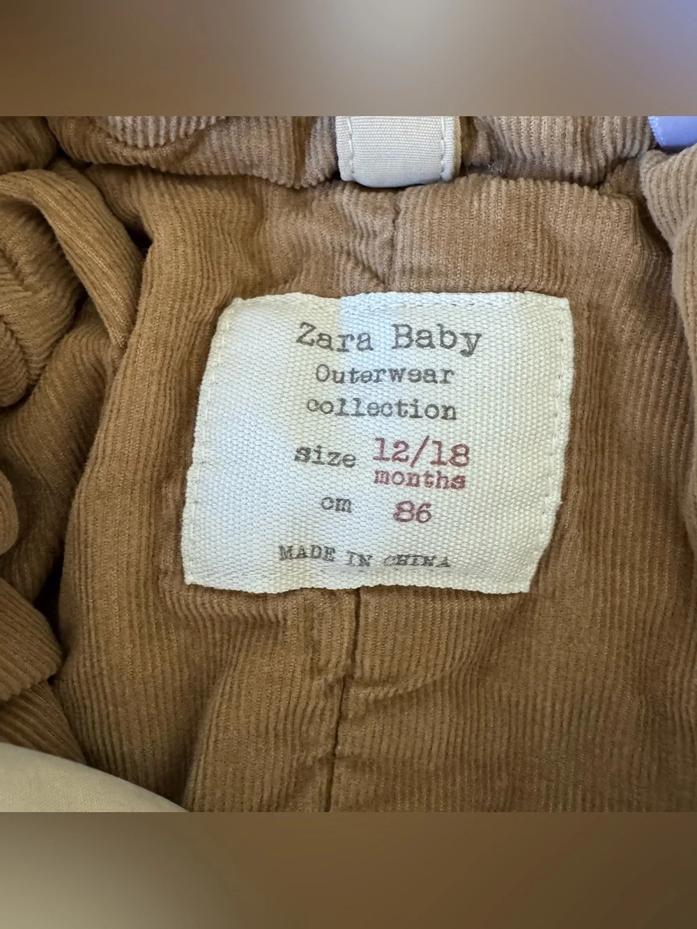 Zara Baby Boy Outwear Double Breasted Hooded Jacket 12-18M Outdoor Minimalist